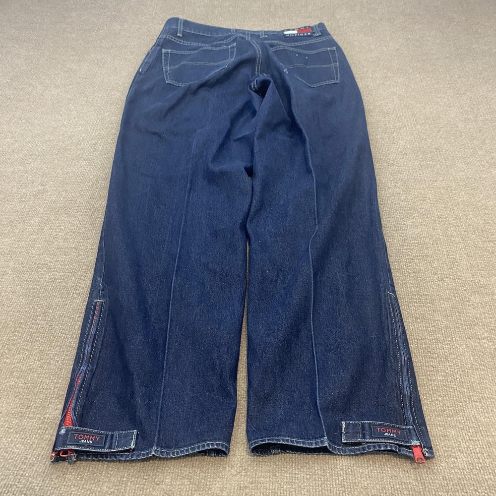 Vintage Tommy Jeans Jeans Mens‎ 34x32 Blue 90s Wide Leg Ankle Zip Denim